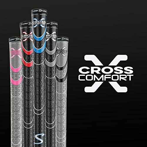 SuperStroke Cross Comfort Golf Club Grip, Gray/Pink (Undersize), Pack of 13 Soft & Tacky Polyurethane That Boosts Traction X-Style Surface & Non-Slip, Swing Faster & Square The Clubface More Naturally