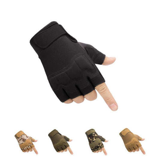 HYCOPROT Fingerless Gloves, Protective Breathable Lightweight Outdoor Gloves for Hunting, Motorcycling, Climbing (M, Black)