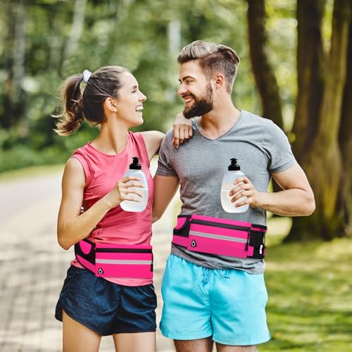 Pink Water Bottle Running Belt with Water Bottle Holder for Women Girls Kids Plus Size Fitness