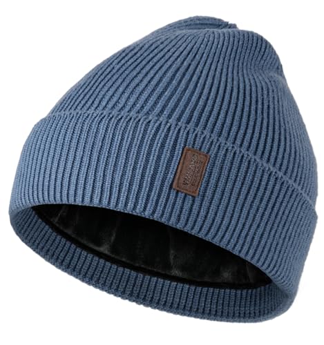 Winter Beanie Hat for Men Women - Soft Warm Fleece Lined Knit Cap - One Size Blue
