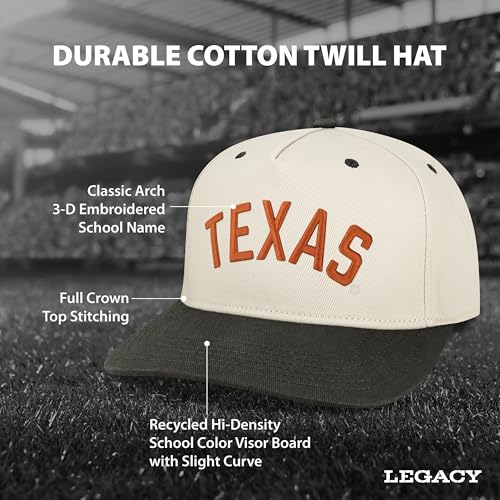 NCAA Officially Licensed Baseball Hat - Heritage Twill Adjustable Cap - Texas Longhorns