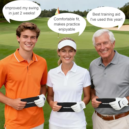 Golf Swing Training Aid with Arm Band and Instructions for Improved Accuracy