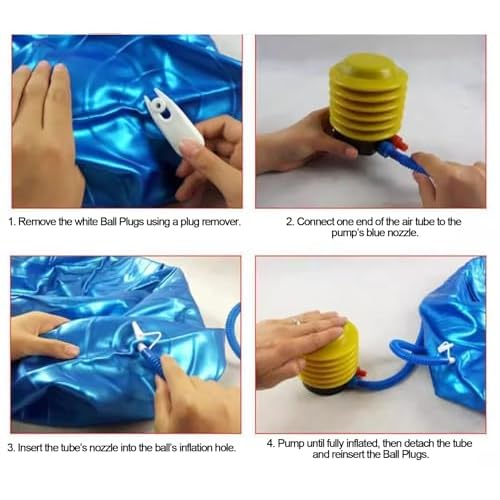 Exercise Yoga Ball Pump with Plug Replacement Air Stopper Plug Pin Adapter Kit Manual Foot Pump for Fitness Ball Pilates Swiss Balance Stability Balls Gym Outdoor Home