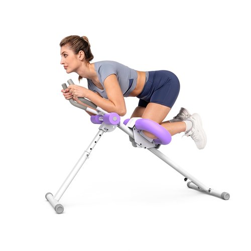OWLSKY Ab Workout Equipment, Adjustable Ab Machine Full Body Workout for Home Gym, Strength Training Exercise Equipment for Body Shaping Foldable Waist Trainer Suitable for Beginner Purple