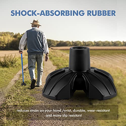Quad Base Cane Tip (1pc) – Black Rubber Replacement for Standard & Folding Canes