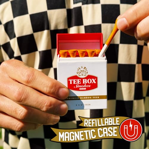 Premium Bamboo Golf Tees with Magnetic Reusable Case - 10 Pack, 2¾ Inch Eco-Friendly Golf Accessories