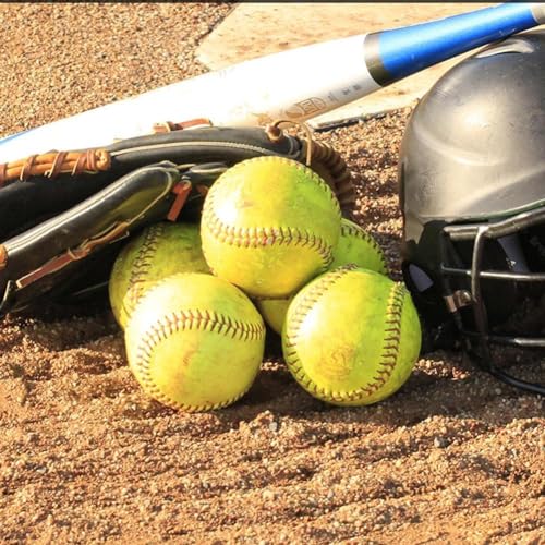 12-Inch Softballs for Practice - Fastpitch Training Balls, Leather Cover, Unmarked, Yellow, 1 Softball