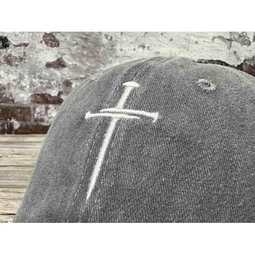 Hepandy Embroidered Three Nails Cross Baseball Hats for Women & Men