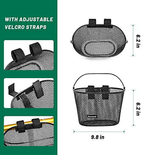 Kids Bike Basket Black Waterproof Metal Wire Bicycle Front Mount