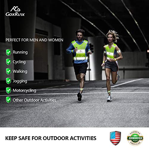 Large Yellow Reflective Safety Vest Running Gear with Armbands & Bag - Ultralight Reflective Vest for Jogging