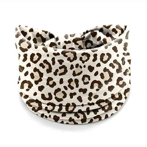 winthrop Leopard Print Headbands for Women ? 4 Pack Wide Stretchy Turban Hair Bands, Fashion Animal Print Head Wraps for Workout, Makeup, Casual & Street Style