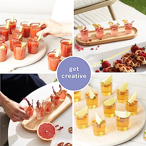 Clear Plastic Shot Glasses with Gold Glitter 2 Oz 100 Pack - Reusable Party Cups