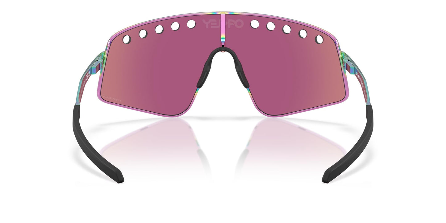 Oakley Sunglasses for Men - OO6025 Sutro TI Sweep Sunglasses with Rimless Titanium Frames PRIZM Lenses -Polished Oil Slick/PRIZM Road Jade - Size 38