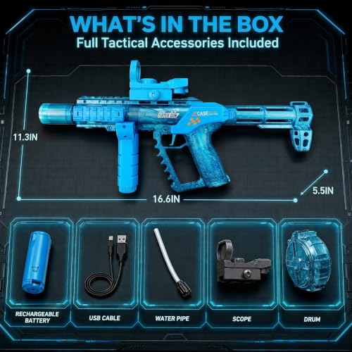 Electric Water Gun with LED Light, Long Range 26-31 Inches, Rechargeable Summer Pool Toy for Kids & Adults