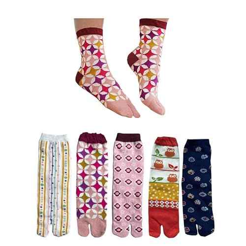 Women Toe Socks Tabi Ankle Sock Colorful Two Toe Finger Flip Flop Socks for Womens Girls