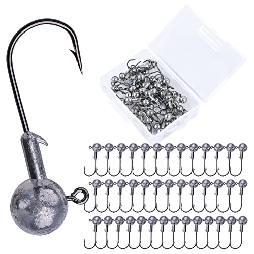 Goture Round Jig Head Fishing Hooks 1/4 oz Pack with Tackle Box