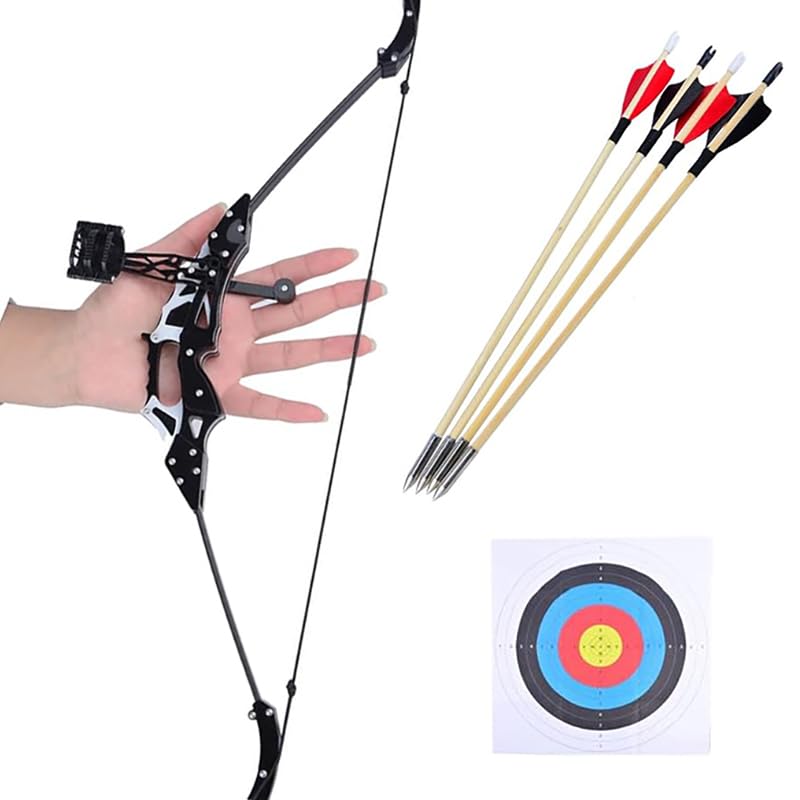 18.9-inch Bow and Arrow,Stainless Steel Mini Bow, Arrow Mini Reverse Bow, Mini Composite Bow, Metal Bow, Indoor Competitive Shooting Sports Shooting,Advanced Stainless Steel Material (White)