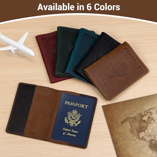 Black Leather RFID Travel Passport Holder Wallet Case for Men & Women