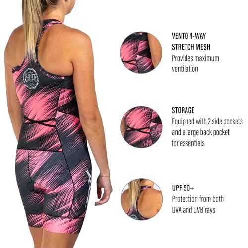 Zoot Women's LTD Tri SLVS Fz Racesuit, Sleeveless Cycle Race Swim Bike Run Tri Suit, Padded Chamois, Pockets, UPF 50+ Fabric
