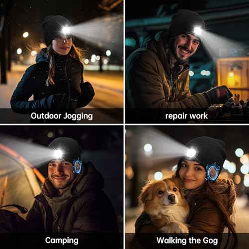 MUSIC Lighted Beanie (Bluetooth V5.4), built-in LED, Microphone and Speaker,Winter Christmas Gift for Family, Dad, Men and Father