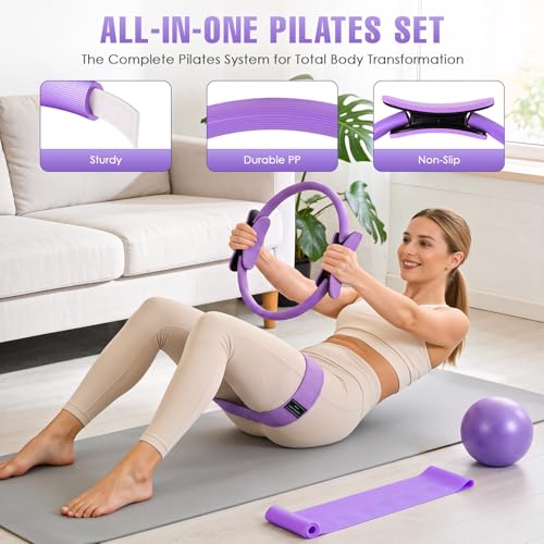 Home Pilates Kit with Ring Ball Resistance Bands Socks and Massage Ball