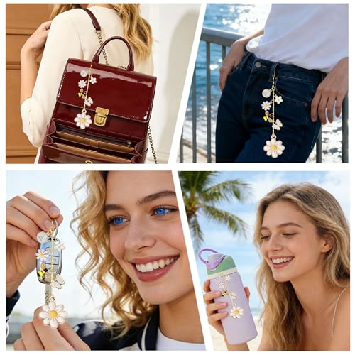 Water Bottle Charm Set for Owala Bottles Flowers Handle Strap Personalization