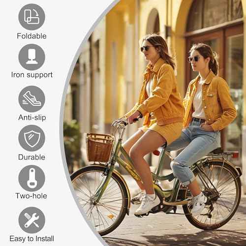 Taicle 1 Pair Foldable Bike Rear Pedals, Quick Release Aluminum Alloy Foot Pegs, Non-Slip Footrests for Mountain, City, E-Bikes & Folding Bicycles