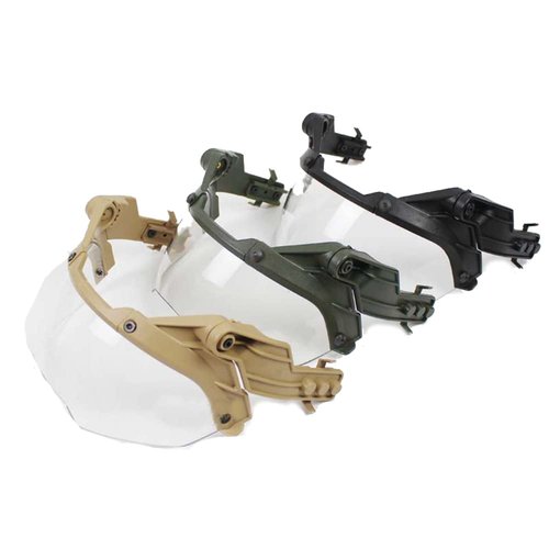 Outdoor Paintball Shooting Face Protection Gear Tactical Fast Helmet Wing Rail Side Rail Mount Helmet Goggles - Transparent Len