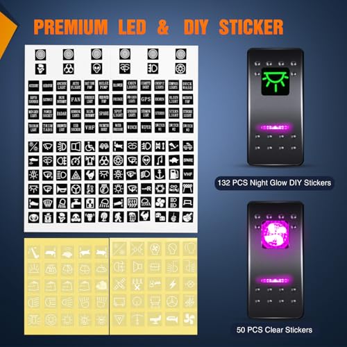 Nilight 2 Gang Rocker Switch Panel with Purple LED Light, Waterproof 5 Pin On/Off