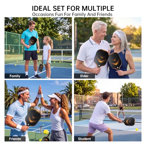 Pickleball Paddles Set of 2 with Carbon Fiber Surface and High-Density Core - Lightweight 7.7oz