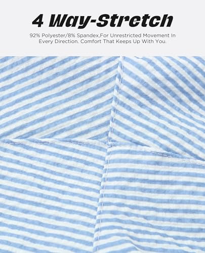 Men's Swim Trunks with Compression Liner 7 Inch Quick Dry - Medium B-Blue White Stripe