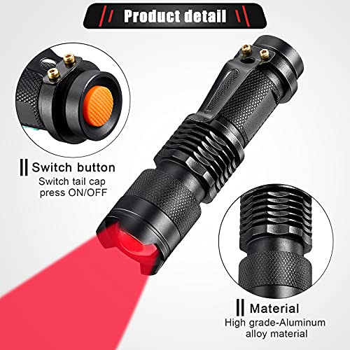 4 Pack Red LED Flashlights for Night Astronomy - Single Mode, Long Range