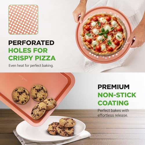 NutriChef 10-Piece Copper Bakeware Set - Non-Stick Oven Baking Pans