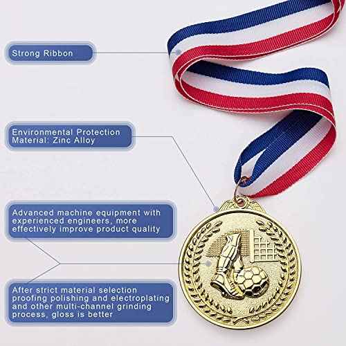 12 Pack Soccer Medals for Kids, metals Gold Award Medals Suitable for sports competitions Celebration and Party Favors