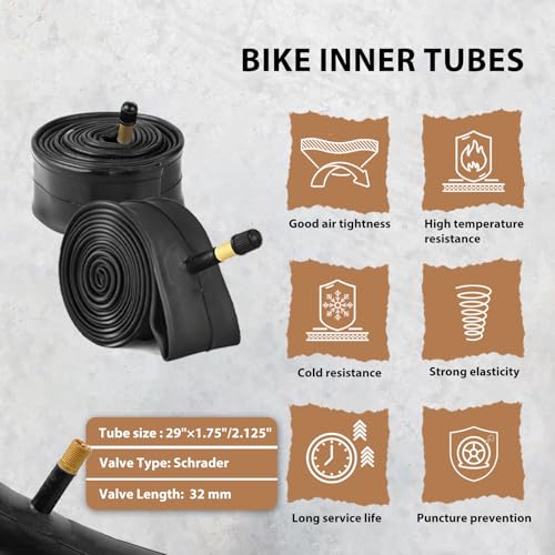 Mountain Bike Tire Set 29x2.1 Inch - 2 Pack, Tubeless Ready, Durable Rubber