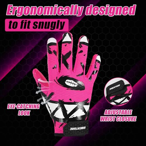 Kids Youth Football Gloves Pink / Receiver Gloves for Boys Girls