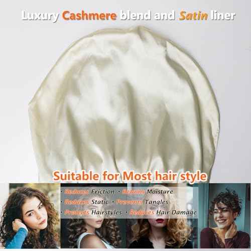 Cashmere Blend Satin Lined Beanie Hat Wool Winter Hats for Women Men Cuffed Hat Silk Lining Slouchy Beanie Women Knit Hat