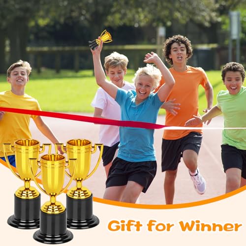 12PCS Mini Gold Plastic Trophies 4 Inch Award Cups for Kids & Sports - Durable