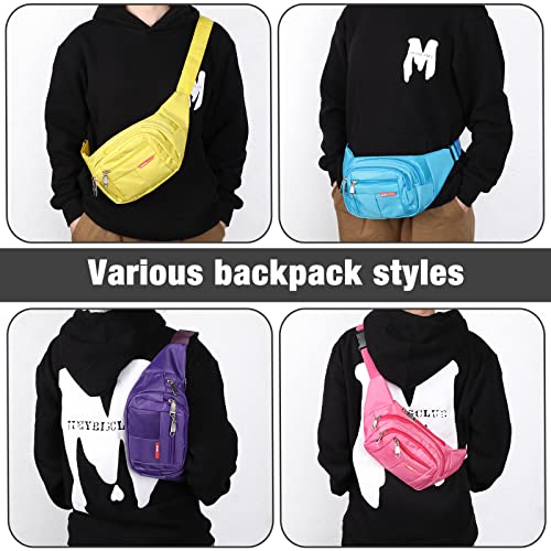 Neon Fanny Pack Bulk Set - 16 Adjustable Waist Bags with Zippers