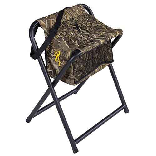 Browning SteadyReady Hunting Chair - Compact and Foldable Steel Frame Stool with Exra-Wide Angled Anti-Slip Seat and Realtree Max-7 Camo Pattern