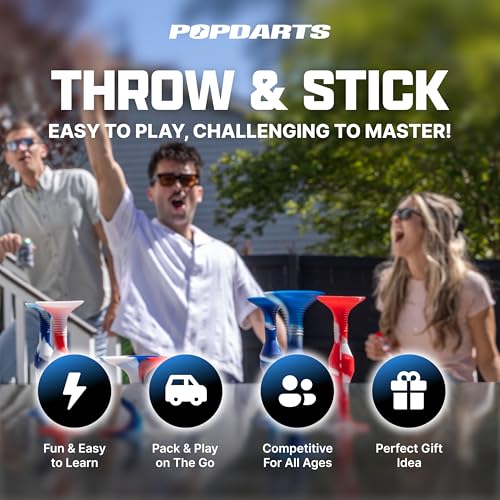 Popdarts Pro Pack Game Set (Purple and Yellow) - Indoor, Outdoor Suction Cup Throwing Game - Competition with a POP