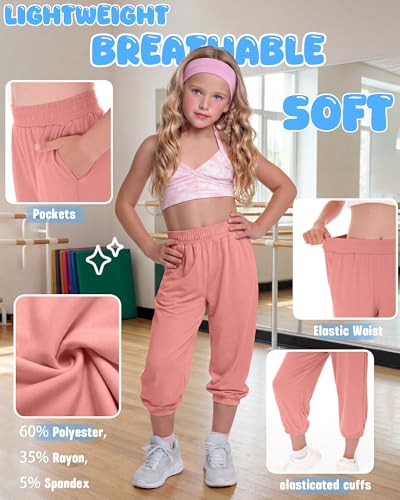 Girls' Capris Sweatpants Set - 3 Pcs Comfortable Casual Bottoms