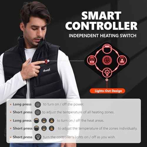 Heated Vest for Men with Battery Pack Included, 7.4V Rechargeable Electric Heating Vest, Smart Temp. Control