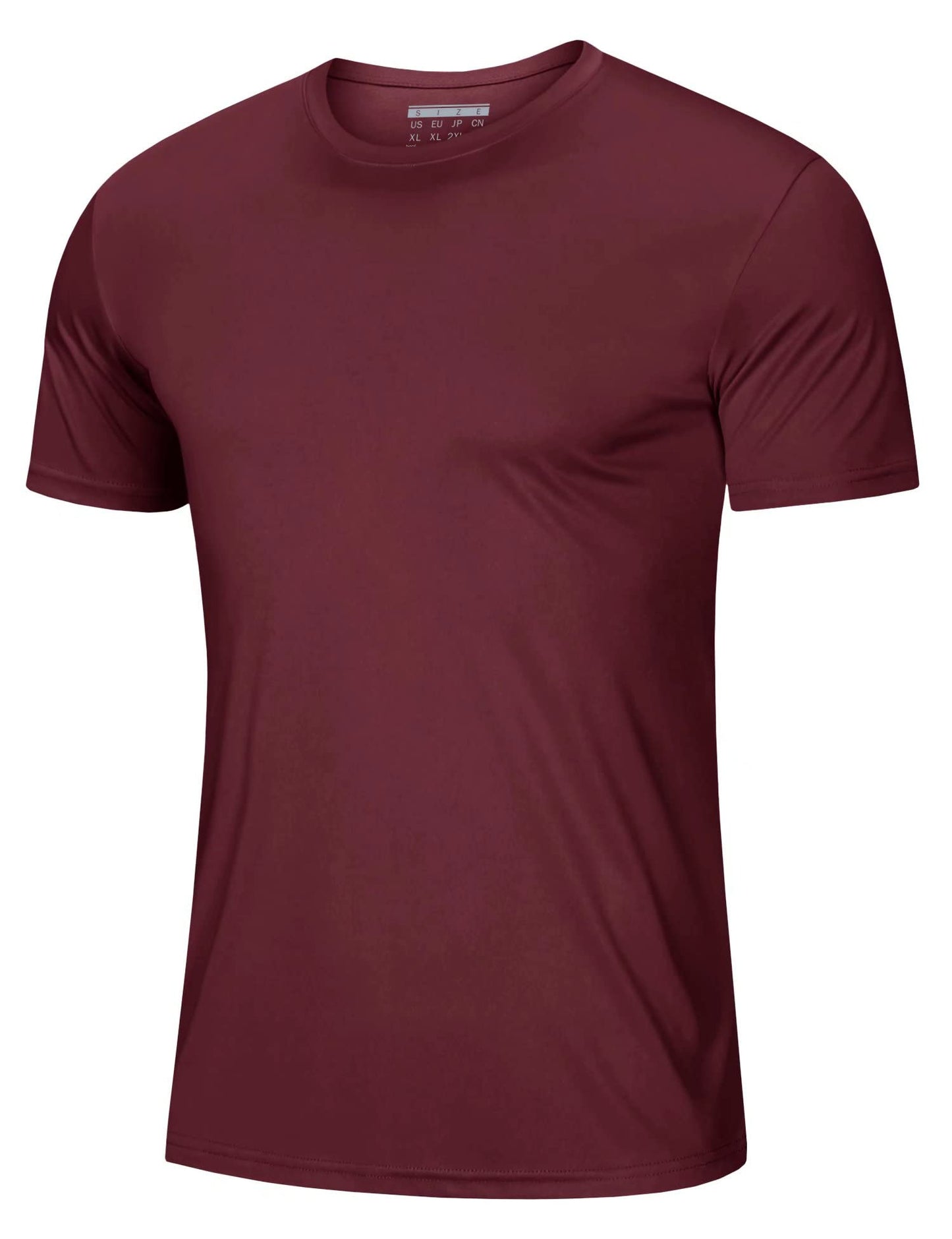MAGCOMSEN Short Sleeve T Shirt Men UV Protection Moisture Wicking T Shirts Quick Dry Active Shirts Crew Neck Wine