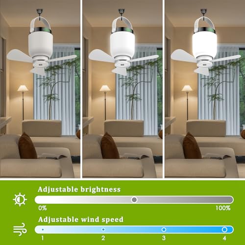 2-in-1 Camping Fan with Lantern - White, Remote Control, Rechargeable