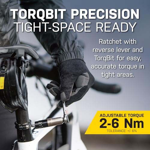 Topeak Ratchet Rocket Lite NTX+ Bike Repair Tool Kit ? 19 Function Compact Multitool with Adjustable Torque TorqBit (2?6 Nm), Allen & Torx Bits, Phillips Driver, Chain Tool, Magnetic Bit Holder & Case