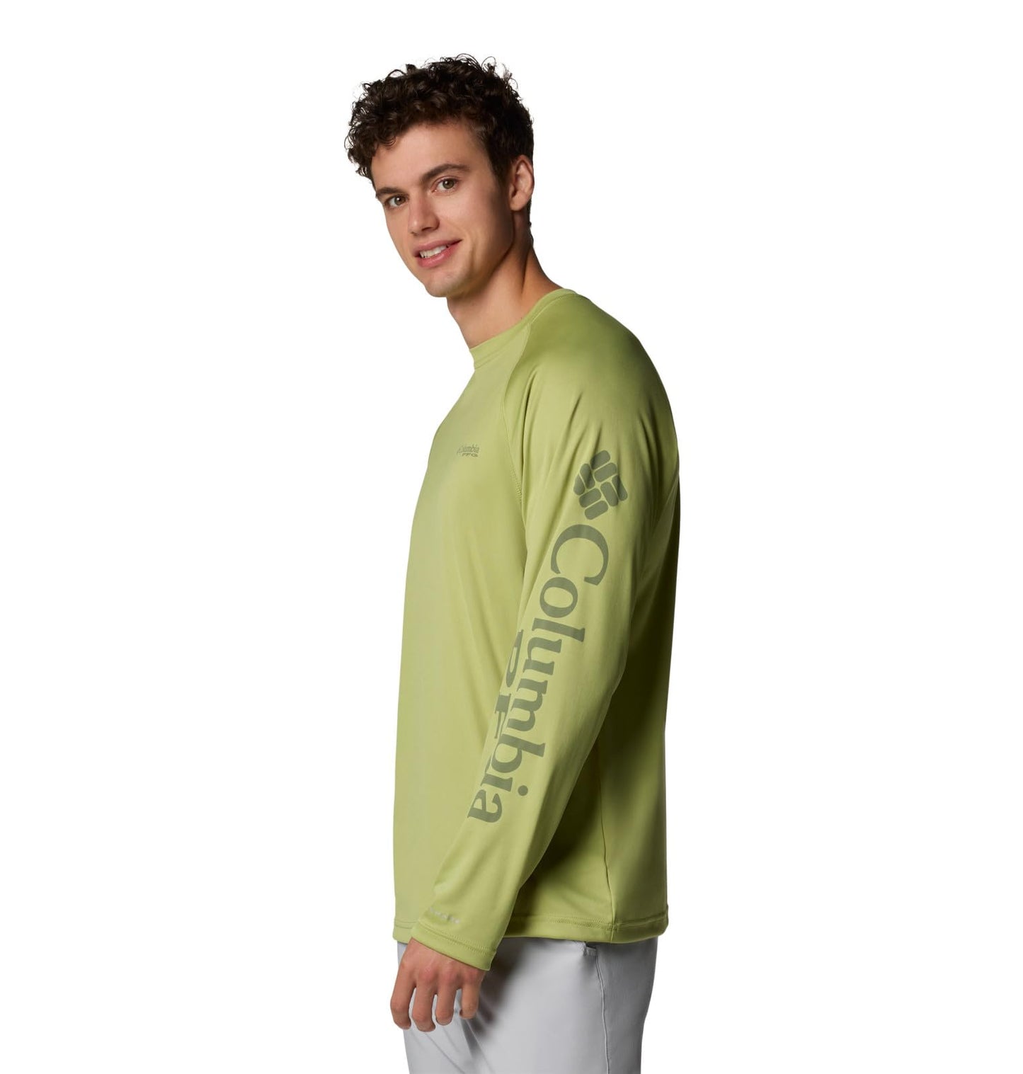 Columbia Men's PFG Terminal Tackle Long Sleeve Fishing Shirt, Pear/Cypress Logo, 5X