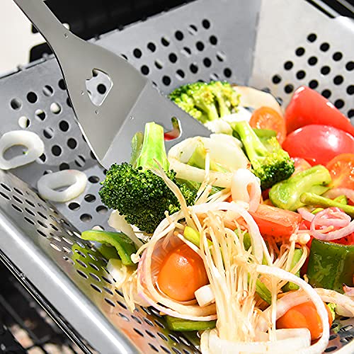12 Inch Stainless Steel Grill Basket for Outdoor Barbecue - Large BBQ Accessories