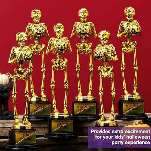 JOYIN Halloween Trophy Best Costume Skeleton 10.6x3.2, 2/6PCS Awards for Medals Party Favor Prizes, Golden Costume Contest Trophy, School Classroom Rewards,Trick or Treat