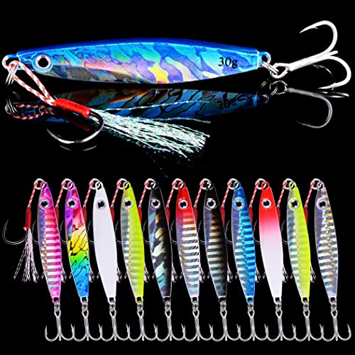 Micro Jigging Metal Spoons 12pcs 30g 7.5cm Saltwater Fishing Lures